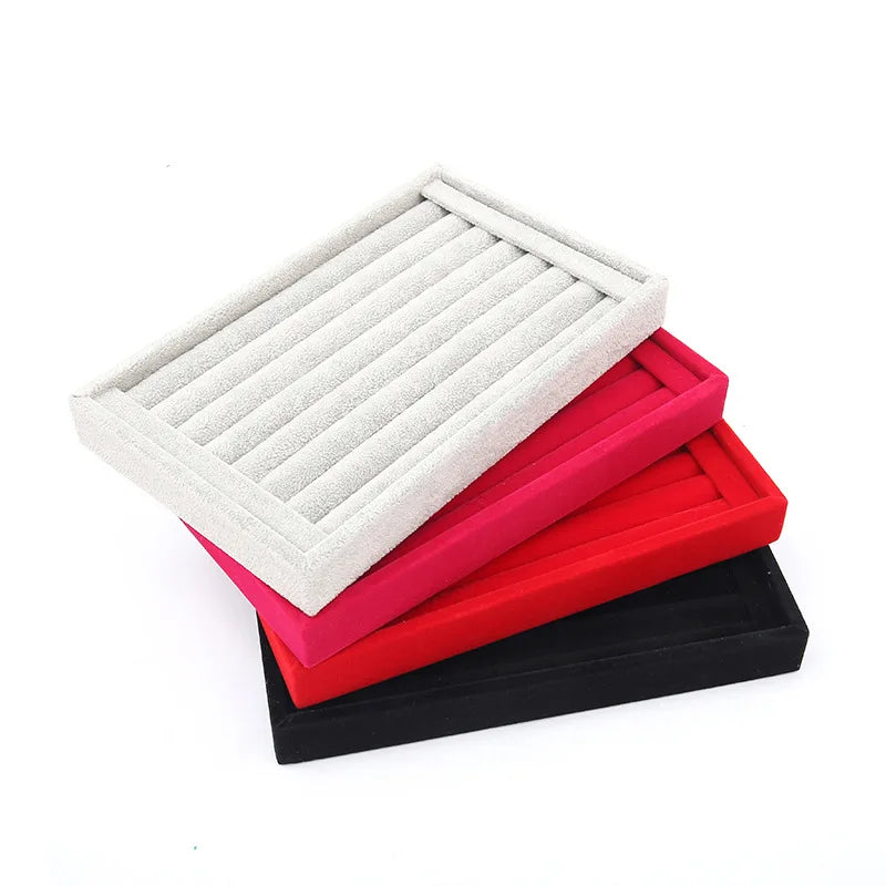 Wholesale Bulk High End Black Red and Gray Ring Jewelry Velvet Display Tryas 22.5.*14.5*3cm