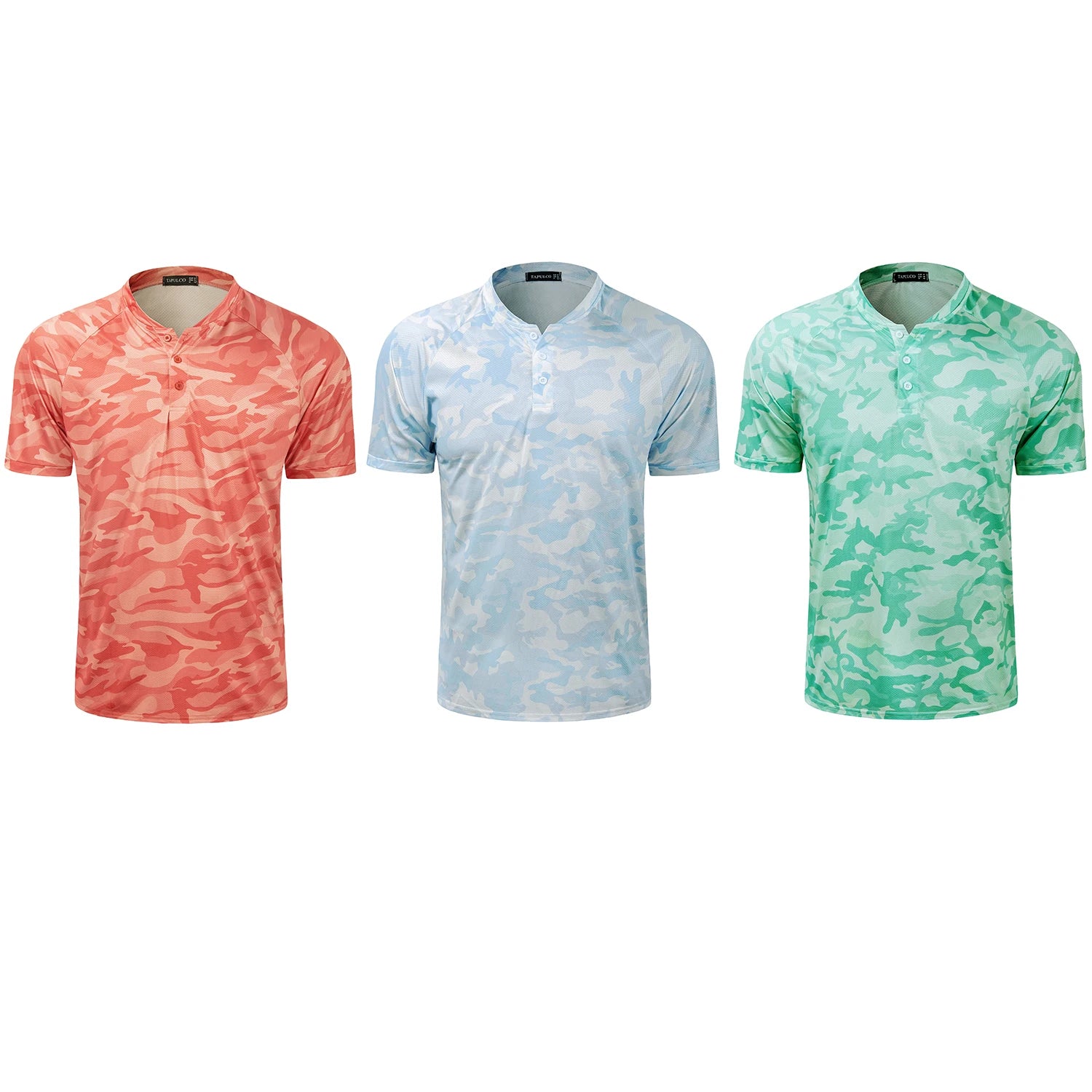 Men Blade Collar Golf Shirts UPF 50+ Sun protection Camouflage Printing Light Weight Quick Dry Tshirt  Camo Tops Hot Sale