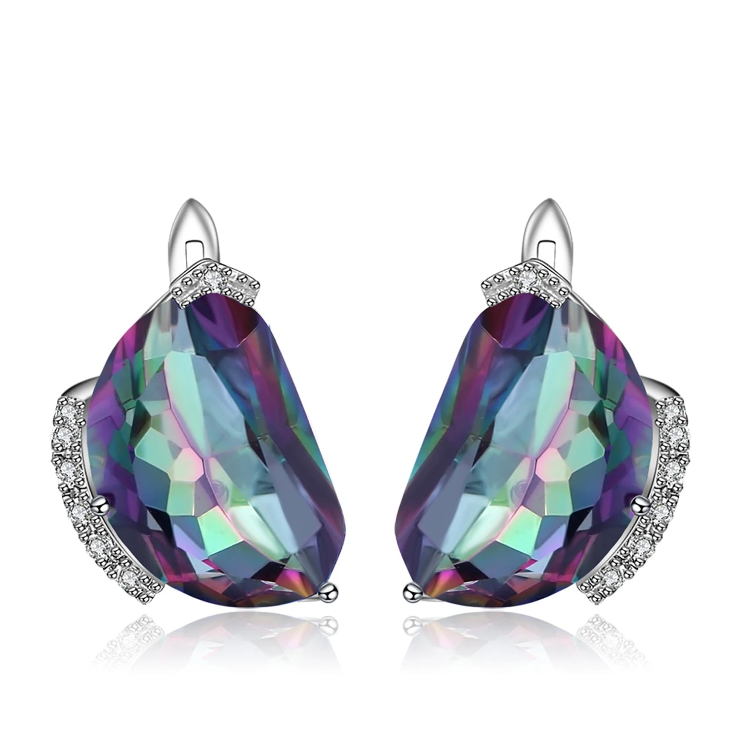 SD010 Abiding Jewelry Women Natural Rainbow Mystic Quartz Earrings Solid 925 Sterling Silver Gemstone Earrings