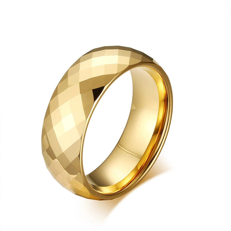 Poya Customized Design Classic Mens Wedding Wedding 8mm Multi Facatted Domed Ip Gold Tungsten Ring