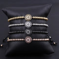 New Arrived Hot Selling Stainless Steel Beads CZ Pave Round Eye Charm Adjustable Bracelet for Men Women