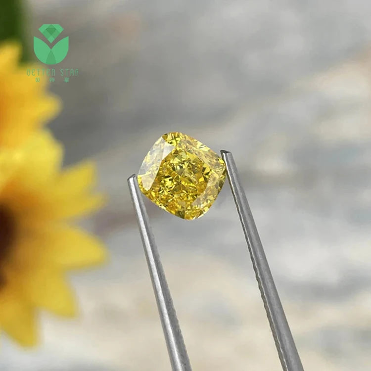 Yellow Lab Grown CVD HPHT Cushion Cut Loose Diamonds IGI Certified