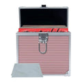 Vinyl Record Storage Case With Lock Silver Black Pink NEW