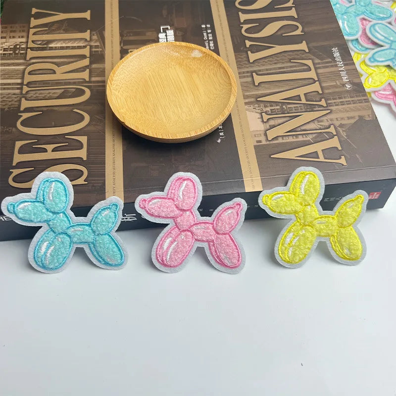 New Iron on Colorful Chenille Embroidered  Dog Shape Patch for Kid's Clothes
