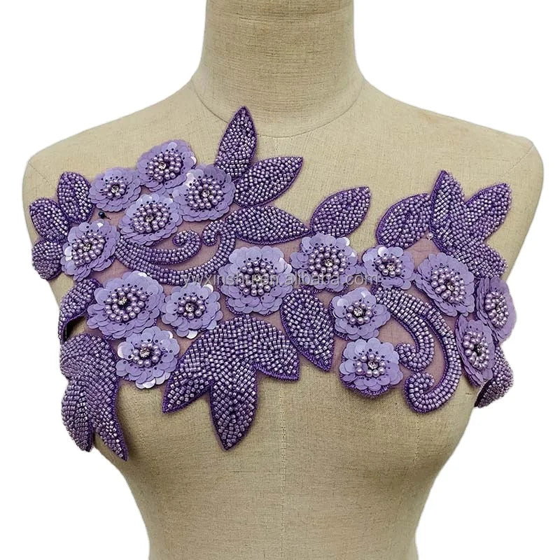 Lace Spot Handmade Sequins Wearing Bead Lace on Flower Flowers Wedding Dress Nursing Wedding Diy Accessories