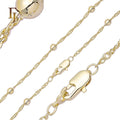 FJ Fallon Fashion Jewelry Round Beads Singapore Link Chain Plated in 14K Gold Brass Based