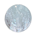 Round Religious Saint Saint Benedict Pendants Natural Sea Shell Charms for Jewelry Making Necklace Bracelet