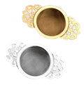 304 Stainless Steel Fine Mesh Double-layer Flower Handle Tea Strainer with Bottom Plate for Tea Brewing