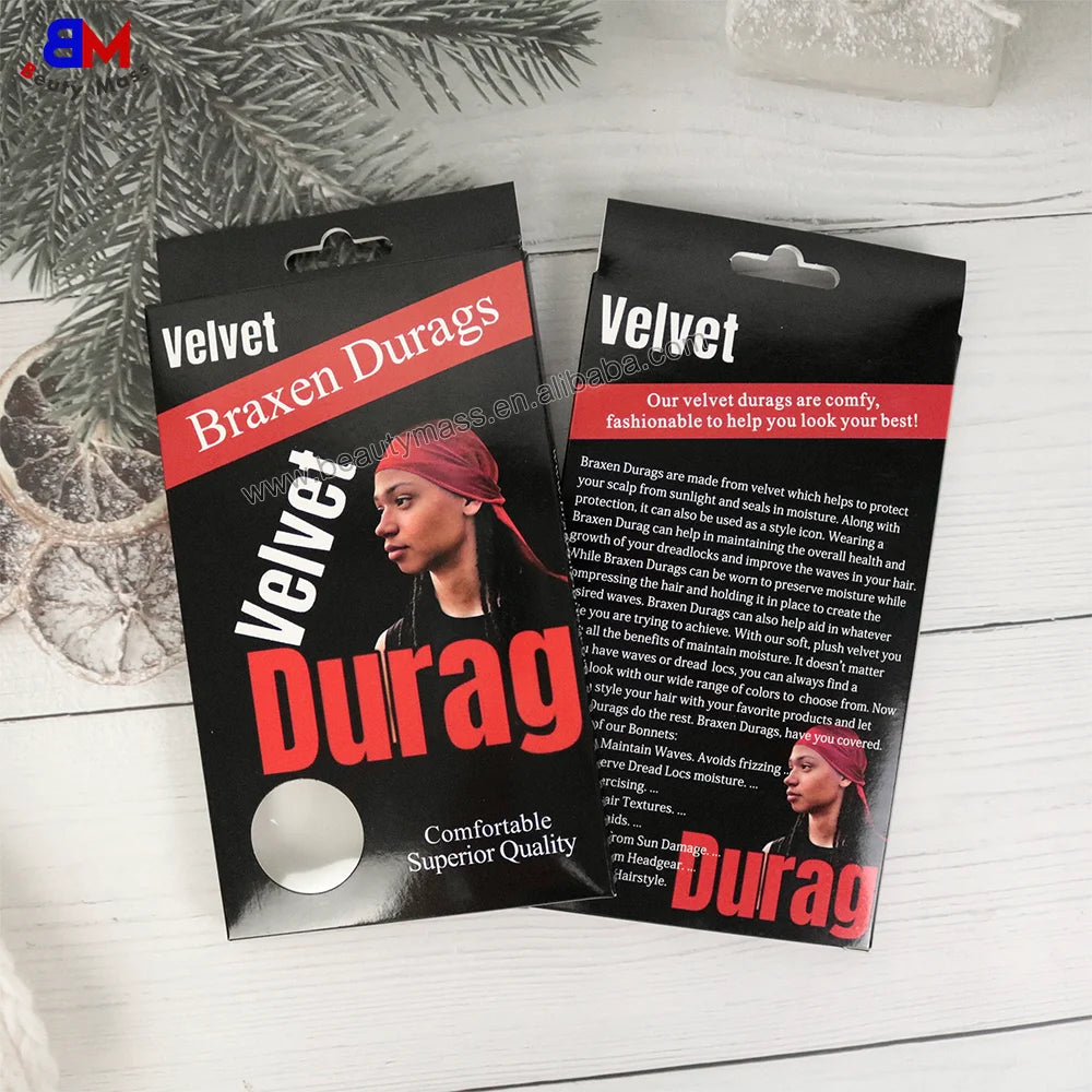 Customize Private Logo Satin Bonnet Box Braid Bonnet Silk Durags Packaging Paper Box Display Folding Bonnet Box With Window
