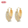 Laminated Gold Jewelry Joyeria  Hollow Copper Alloy Hoop 18k Gold Plated Earrings Fashion Jewelry for Wholesale Earrings Women