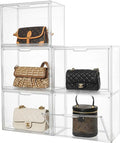 Purse Organizer for Closet 5 Pack Clear Acrylic Display CaseHandbag Organizer Storage Box with Magnetic Door
