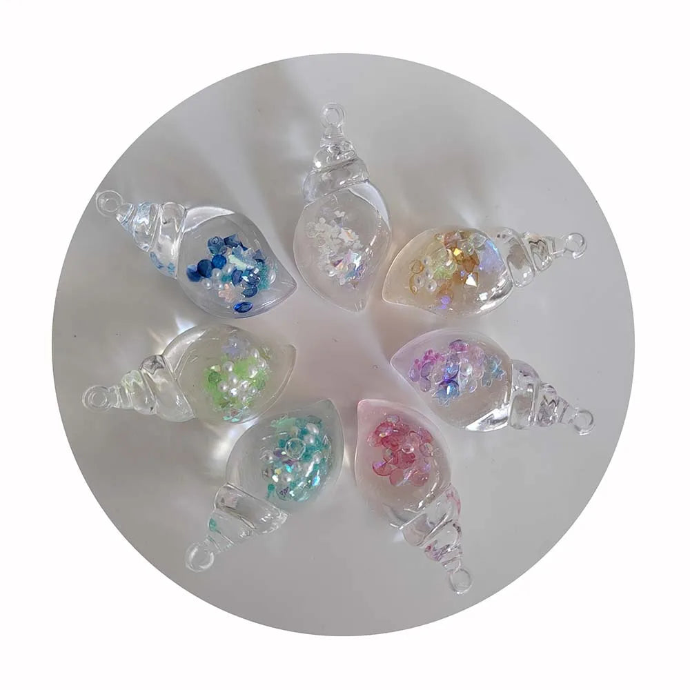 Transparent Luminous Shell with Hole on Top Resin Charms Glow in Dark Conch for DIY Pendant Bracelet Jewelry Key Chain Making