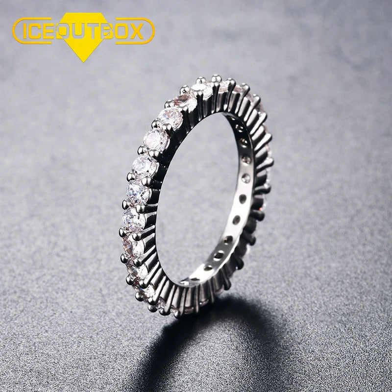 Trend 1 Row Iced Out Zircon Round Ring for Men Women Hip Hop Jewelry