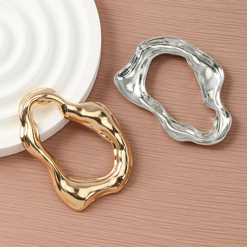 Woman's Coat Belt Buckles Irregular Shaped Large Buckles Luxurious Bright Gold Color Buckles Muslim Scarf Ring Hijab Accessories