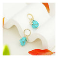 925 Sterling Silver Hoop Earrings with Irregular Turquoise Star Unique and Elegant Design