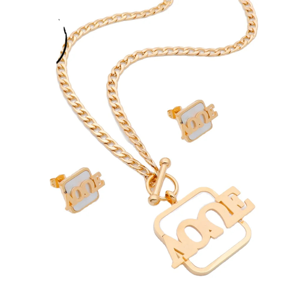 Turkish Stainless Steel Fashion Jewellery Gold Plated Women Lover Jewelry Girl Gift Choker Sets