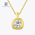 Rochime  Simple 18k Gold Plated Glossy Solitaire  Pendant Necklace  925 Sterling Silver Zircon Fine Jewelry  for Women