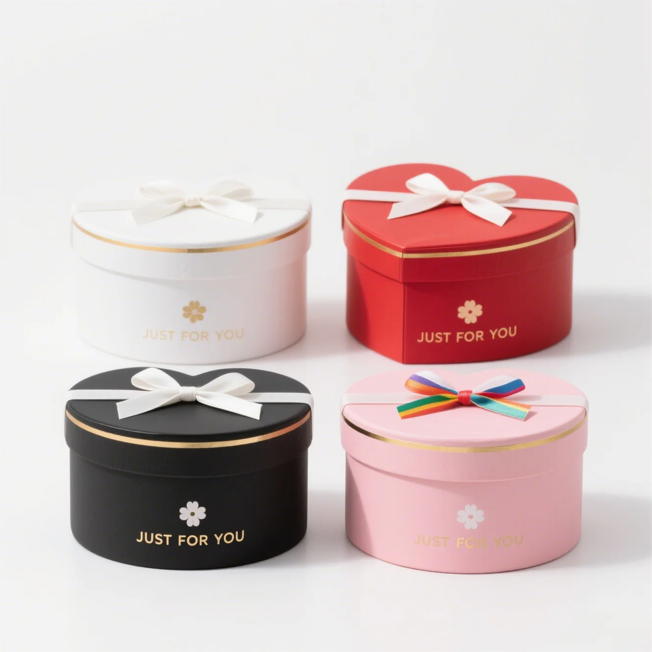 Classical Double Layer Heart Box Hot Selling Spinning Open Flower Gift Paper Box Rigid Grey Board UV Recycled Materials Socks