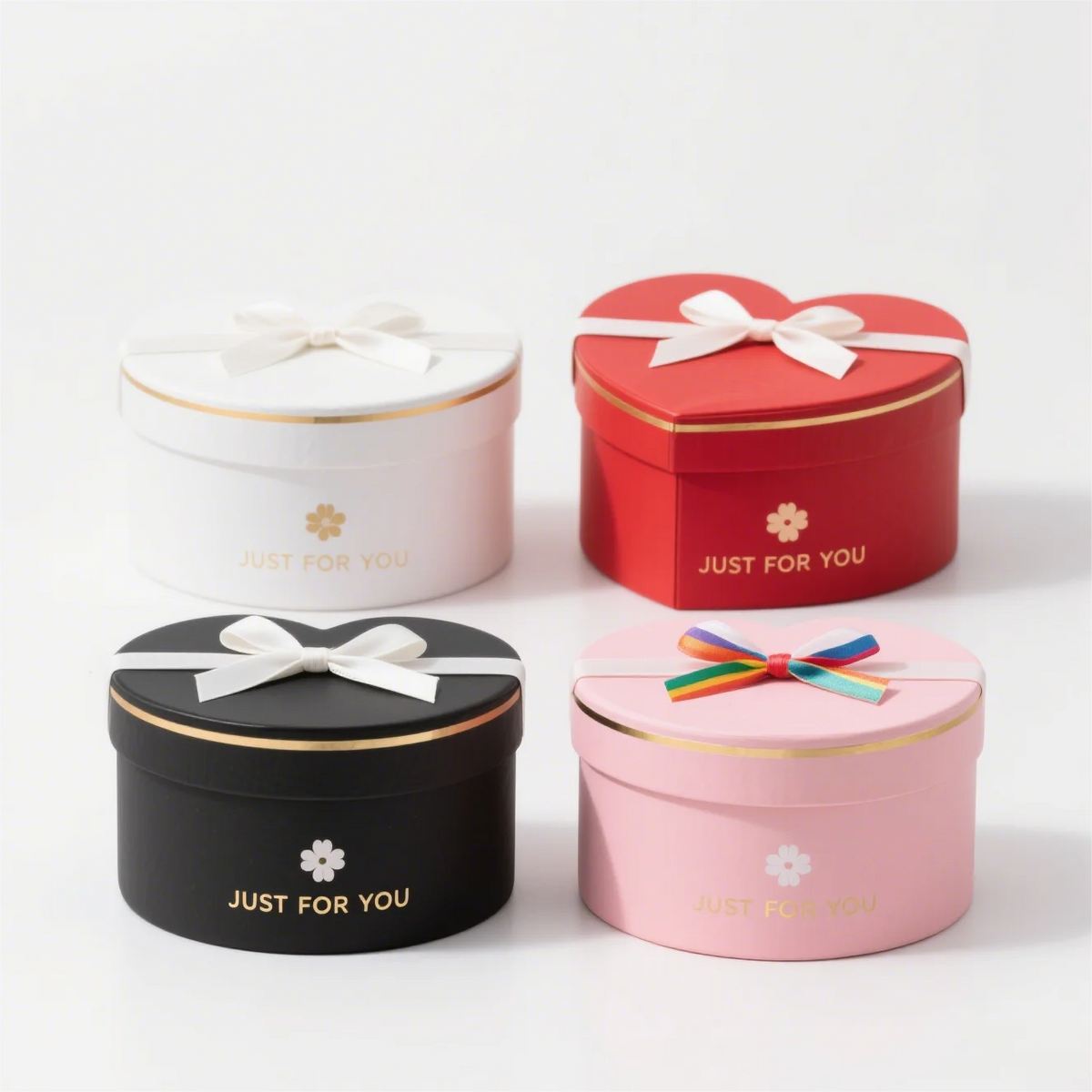 Classical Double Layer Heart Box Hot Selling Spinning Open Flower Gift Paper Box Rigid Grey Board UV Recycled Materials Socks MegaBDM