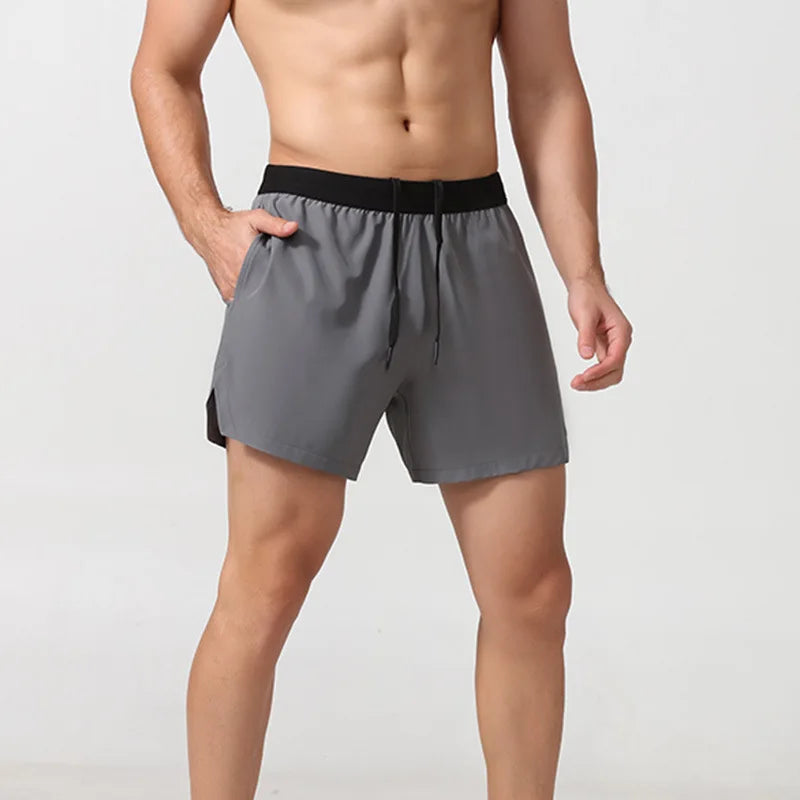 Men's Summer Quick-Dry Gym Shorts Loose Camouflage Breathable Mid-Waist Three-Quarter Sports Shorts Casual Solid Pattern