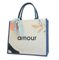 Custom Logo Waterproof Personalized Canvas Beach Jute Tote Bag for Women Outdoor Shopping Travel Jute Bag  Grocery
