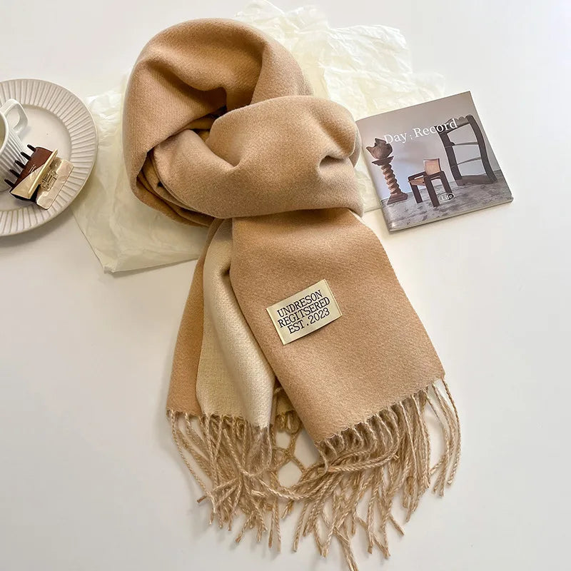 Wholesale Latest Double Side Plain Brushed Scarves 330g Custom Plain Winter Warm Women's Reversible Wool Feelings Scarf