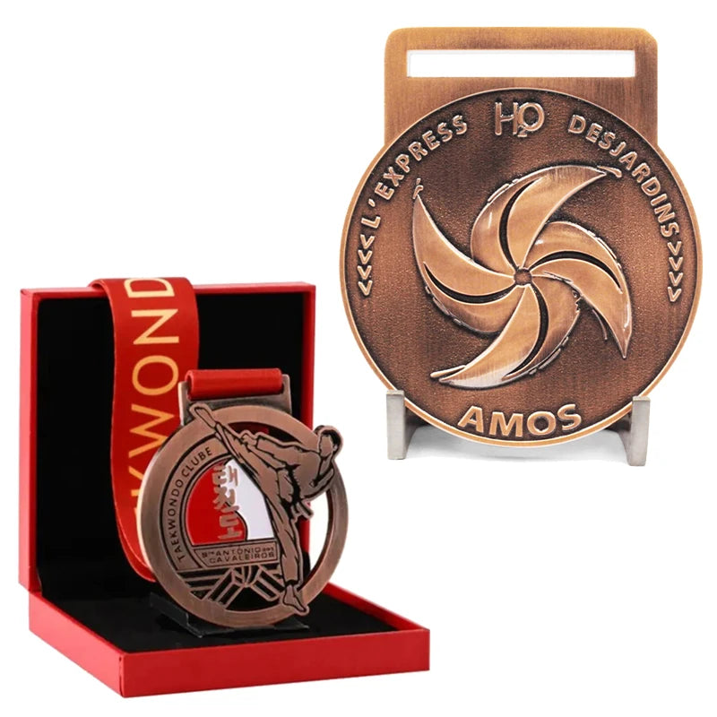 Factory Make Personalized Run Promotion Fun Champion Custom Sport Alloy Enamel Medallas Medal Velvet Medal Box
