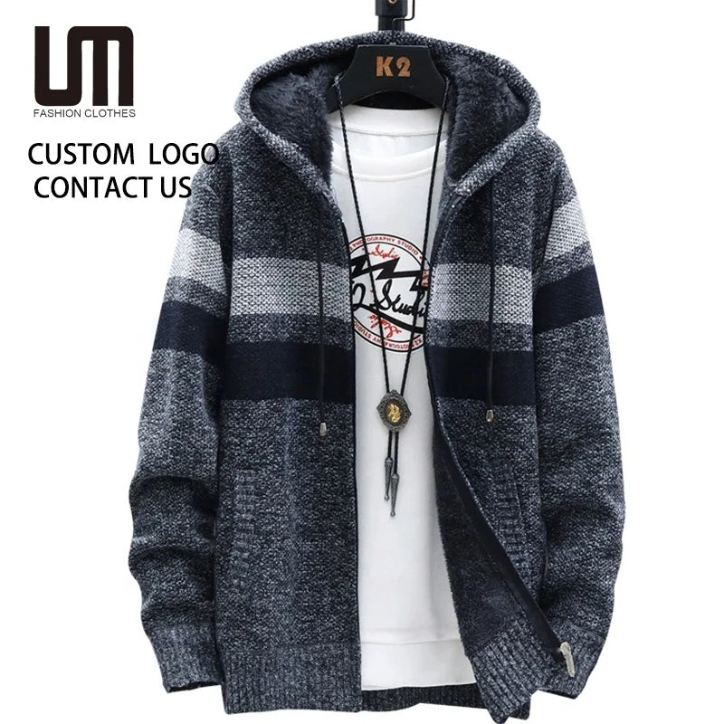 Clearance Sales Men Knitwear Hoodie - Thick Warm Youth Cardigan Jacket Sweater Casual Streetwear Wholesale Winter Wear