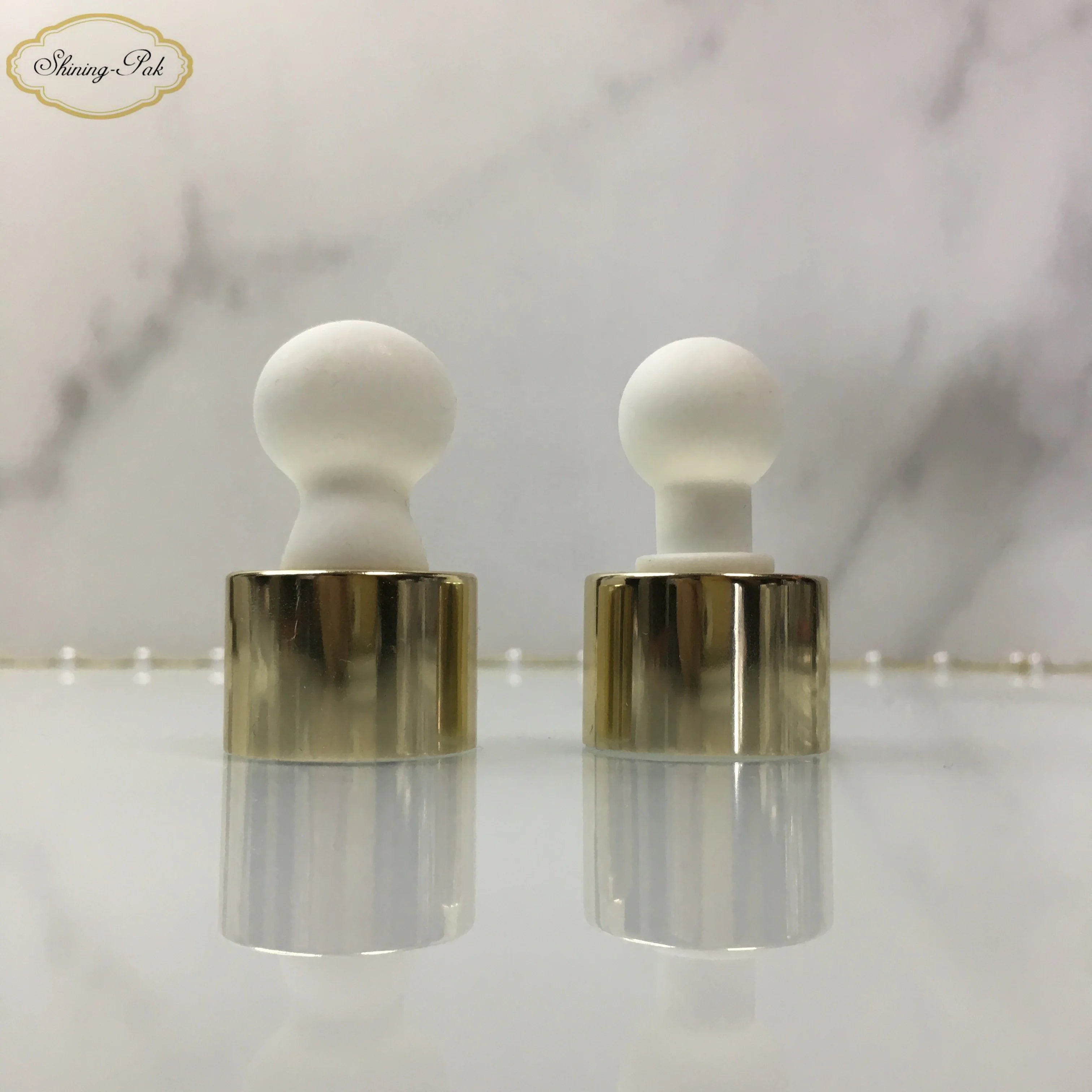 Elegant Shiny Gold & Silver Glass Pipette Shell Ball Shape Dropper Bottle Stopper 20/410 Type