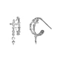Fine Jewelry 925 Sterling Silver Designer Earrings Korean Gothic Style Niche Cross Inlaid Zircon Stud Earring for Girls