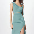 Spring Summer Style Diagonal Buckle With Chest Bare Navel Slit Bag Buttock Dress Travel to Work Simple Women's Custom