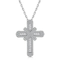 Best Luxury Men's Sterling Silver Cross Pendant Necklace with Cubic Zirconia Rhodium Plated-Anniversary & Party Gift