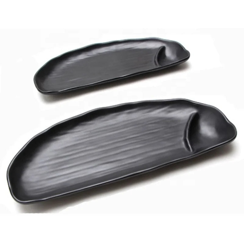 Unbreakable Restaurant Sushi Dinnerware Dishwasher Safe Black Matte Melamine Plate