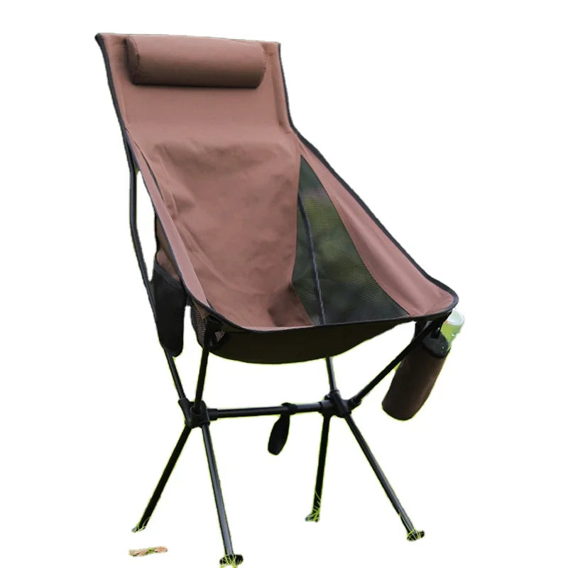 Outdoor Camping Picnic Portable Ultra-Light Fishing Folding Chair Breathable Wear-Resistant Aluminum Backrest Moon Chair