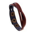 Hot Selling Simple Woven Cheap Leather Bracelet Adjustable Button Cuff Bracelet Men Jewelry