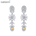 LUOTEEMI Trending Luxury 2026 Art Flower Jewelry Earing Big Woman Geometric Drop Earring Cubic Zirconia