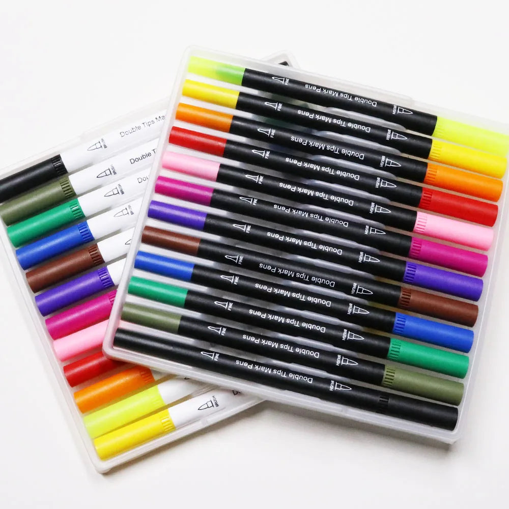 12pcs Professional Creative Cheap Paint Drawing Marker Watercolor Dual Tip Brush Pen Set