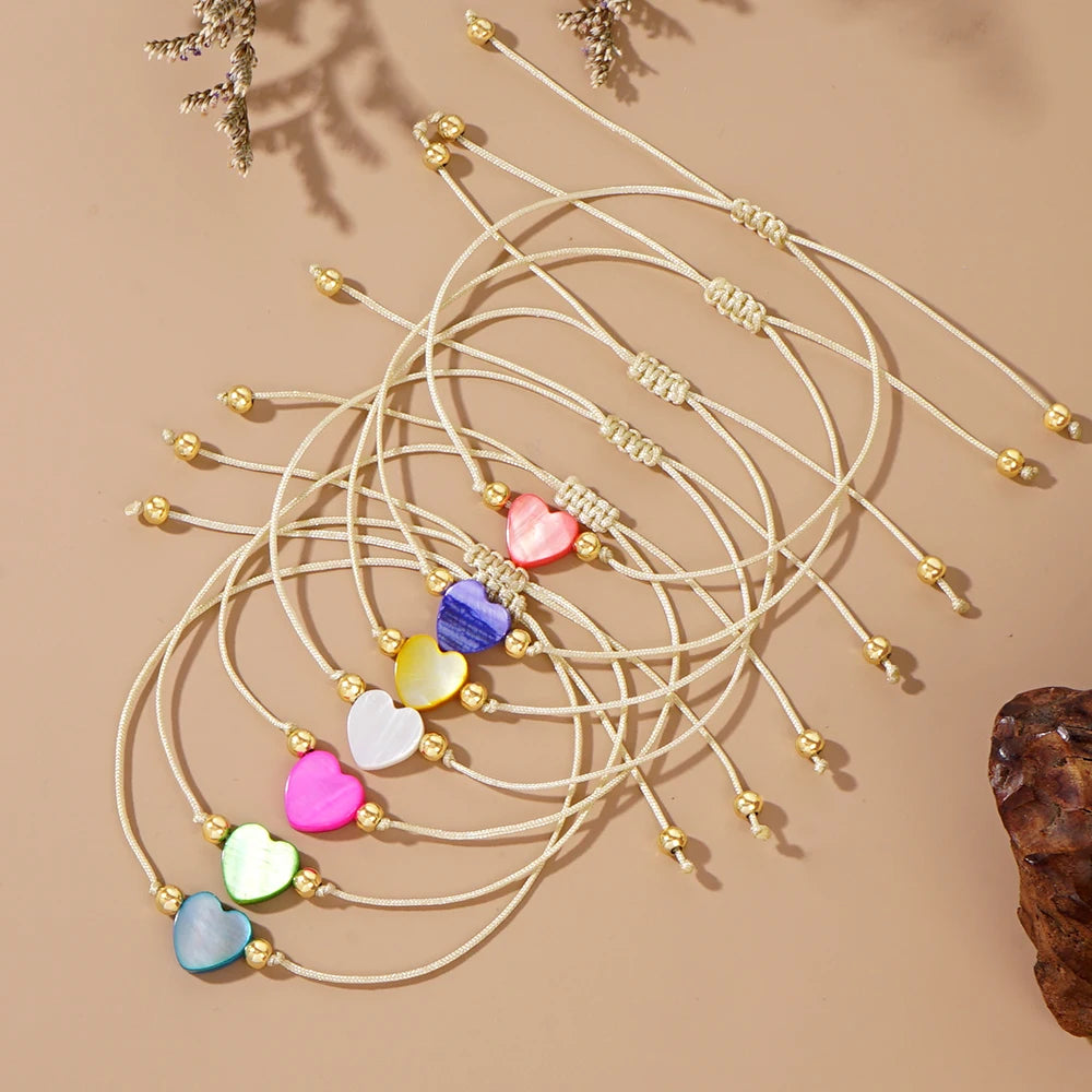 Go2boho Minimalist Design Boho Handmade Fashion Jewelry Semi-Precious Heart Colorful Love Heart Beads Bracelets Gifts for Her