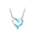 Hot Trendy Opal Stone Heart Shaped Pendant White Gold Plated Women Jewelry Gift 925 Sterling Silver Opal Necklaces