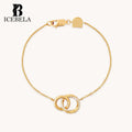 Fine Jewelry Niche Trendy Unique Designer 925 Sterling Silver Minimalist Round Crossed Orbit Zircon Chain Bracelet for Women