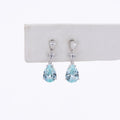9K White Gold Custom Earrings with Lab Sapphire Paraiba 5x7mm Pear Shape with Moissanite Stone Gold Earrings