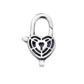 Oxidized Silver 925 Heart Key Lock Findings Spider's Web Mesh Net Shape Lobster Clasp for Bracelet & Necklace