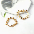 Stainless Steel 18K Gold Plated Heart Hoop Earrings Women Fashion Beaded Pendant Trendy Style Minimalist Jewelry Earrings