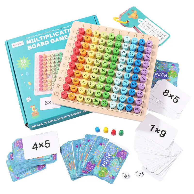 2026 New Children Wooden 3 in 1 Multiplication Math Digital Hundred Board Montessori Educational Teaching Aids Toys for Kids