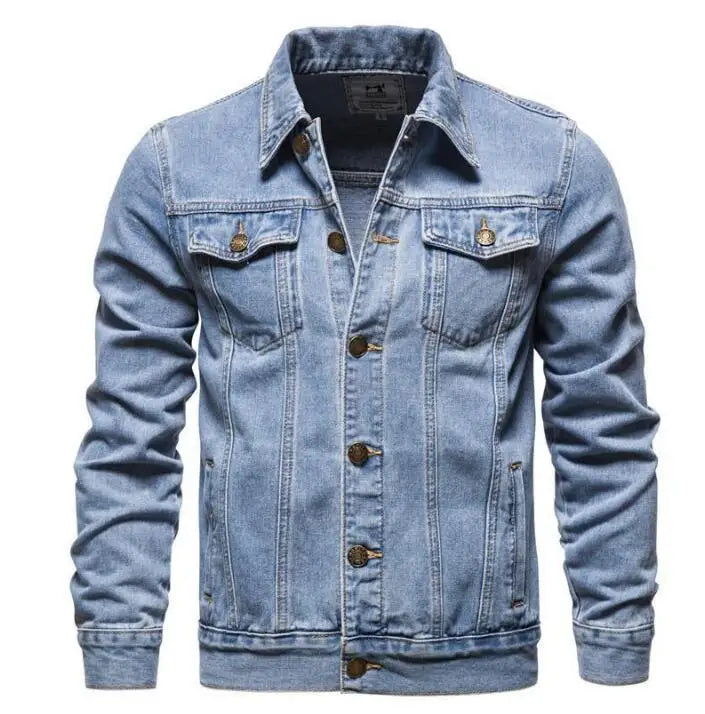 Men's Denim Jean Jacket Casual Outwear Autumn Button up Coat Oversize Denim Jacket for Male