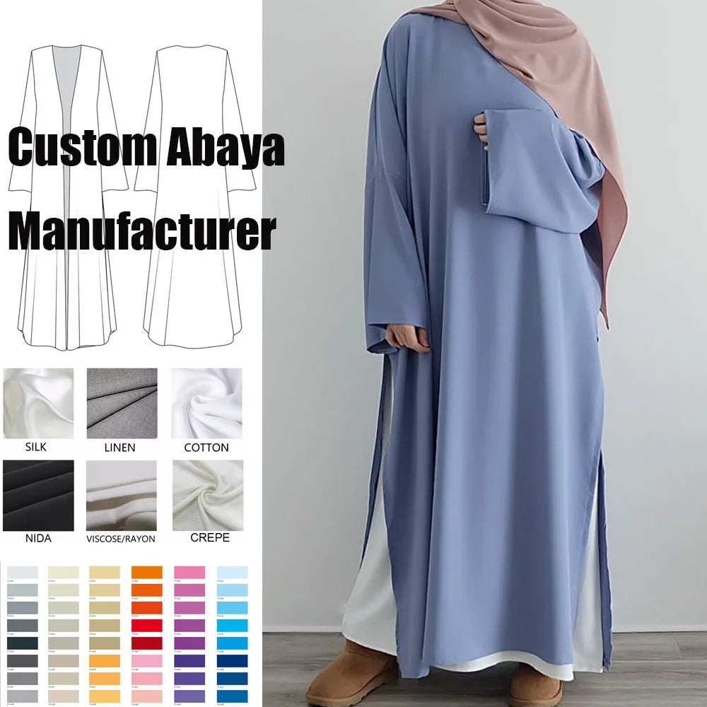 Wholesale Islamic Clothing Modest Abaya Muslim Women Dresses Set 2 Pieces Set Nida Abaya With Sleeveless Slip Dress