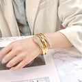 Women's Retro Style Snake Head Open Bangle Gold Plated Metal Bracelet Fashionable Alloy Jewelry for Anniversary Party Gift