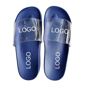 2022 Ready to Ship Simple Fashion Men PVC Shoes Transparent Strap Custom Basic Printing NO MOQ Slippers