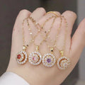 G494 Fashion Jewelry Spin and Crystal Zircon Pendant Necklace Earring Fidget Rings for Women