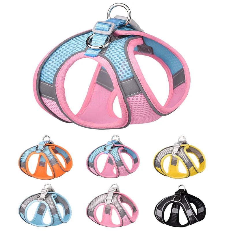 Fashion Reflective Dog Body Harness Soft Heavy Duty Adjustable Air Mesh Dog Harness and Leash Set